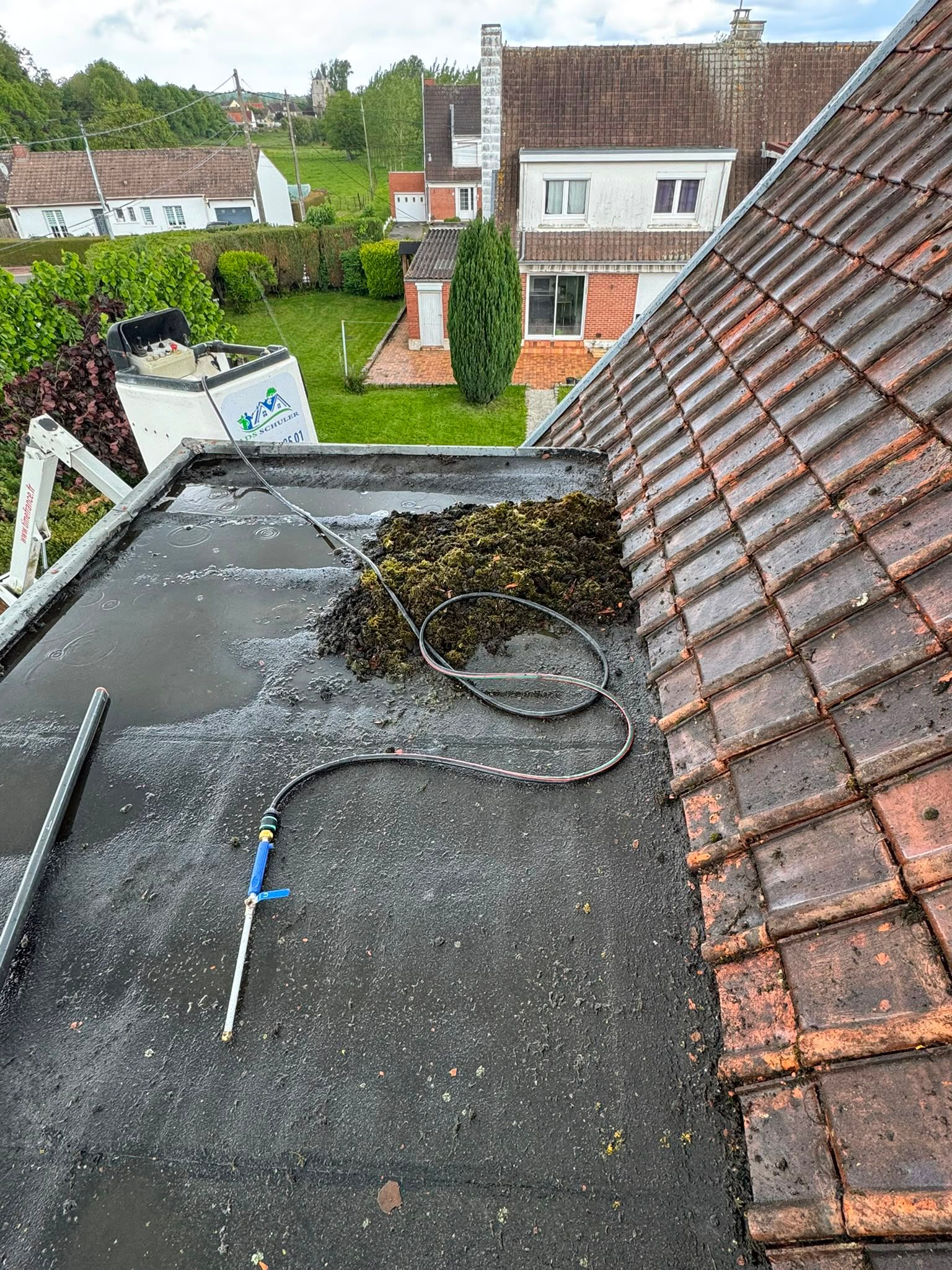 Démoussage complet d'une toiture envahie par la mousse